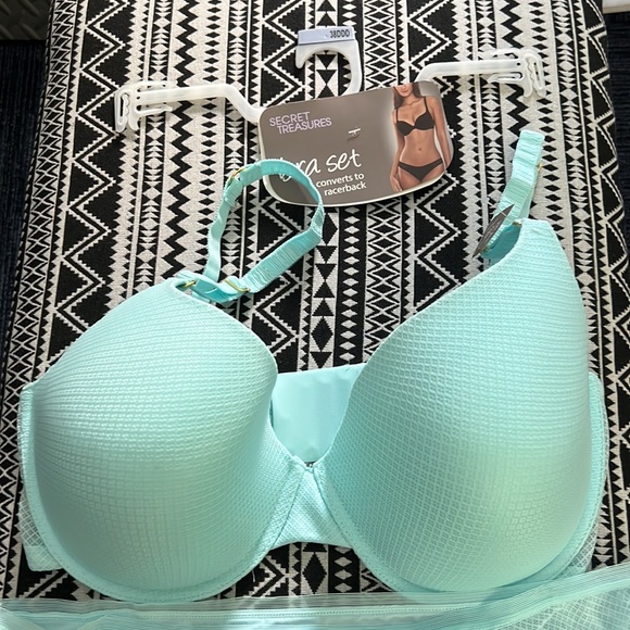 38DDD secret Treasures bra set ( top and bottom ) aqua cloud geo mesh - Picture 3 of 7
